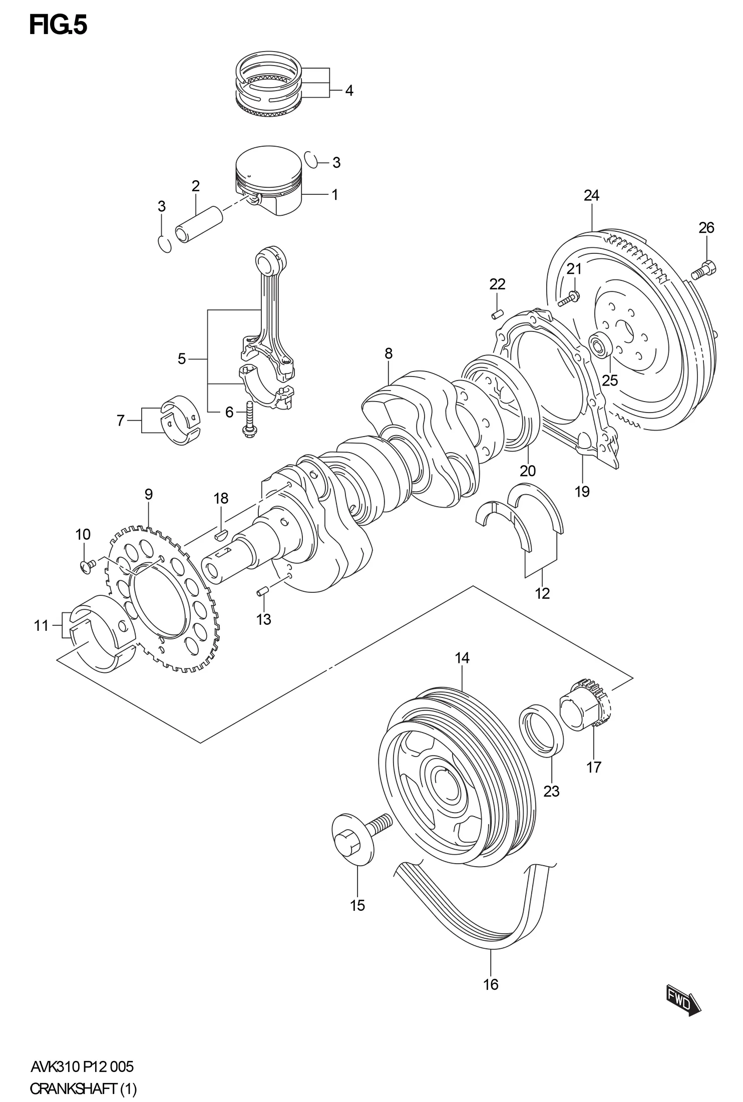 FIG.5 CRANKSHAFT (5MT)